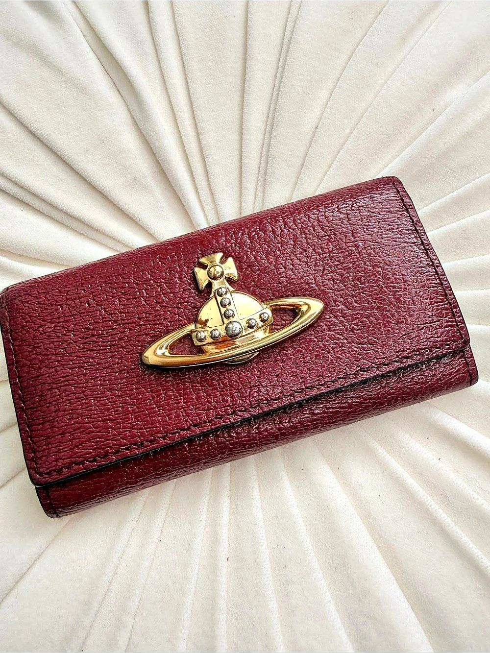 Vivienne Westwood Orb Leather 6-Key Case Wallet in Burgundy